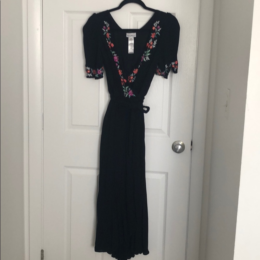 Embroidered Wrap dress